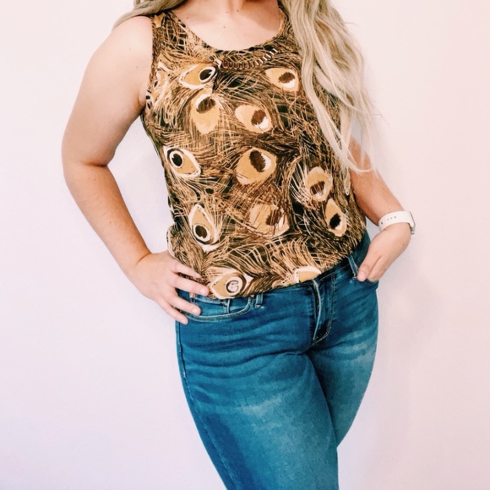 Dress Barn Neutral Peacock Blouse Medium